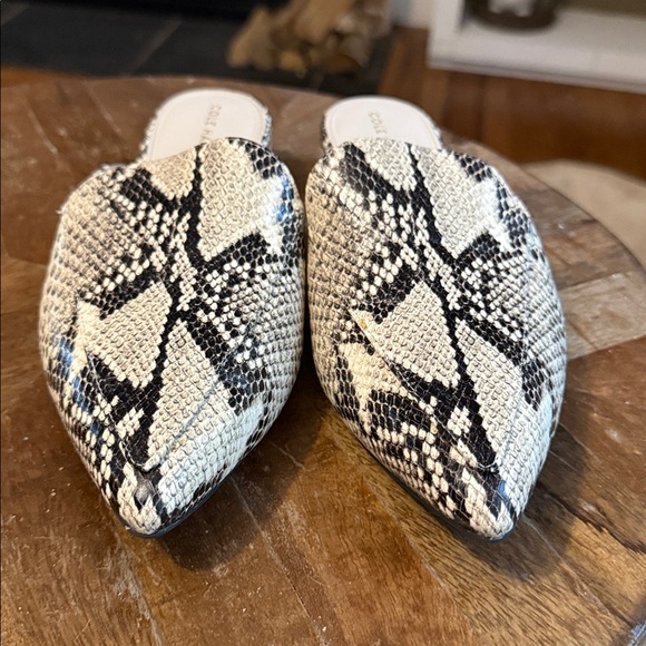 Cole Haan Piper Leather Snake Print Pointy Toe Mules 8.5 - Picture 3 of 11